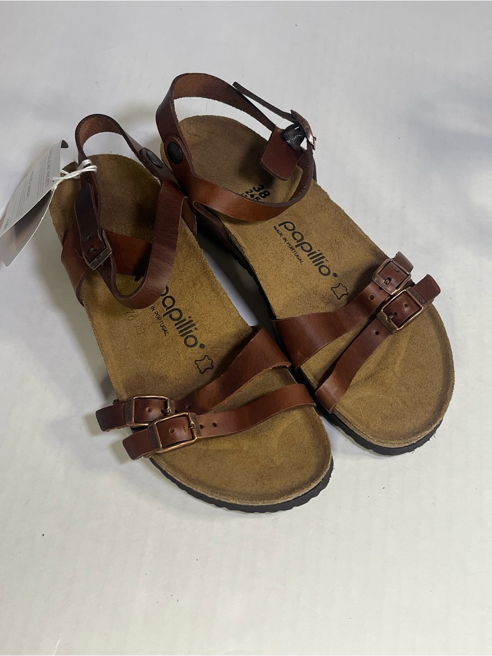 Papillio Brown Leather Adjustable Buckle Sandals